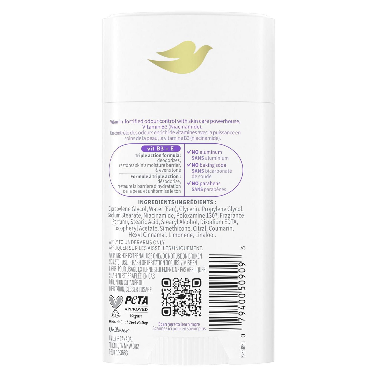 Désodorisant Sans Aluminium Dove Vitamin Care+ 72 h de protection anti-odeur respirante