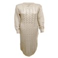 thumbnail image 3 of Robe Tricotée à Manches Longues pour Femmes Motif Crochet Unie Côtelée Robe Décontractée, 3 of 5