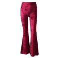 thumbnail image 4 of Women Velvet Flared Trousers, Solid Color High Waist Wide Leg Long Pants, 4 of 8