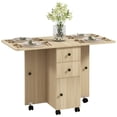 thumbnail image 1 of HOMCOM Foldable Dining Table, Drop Leaf Table on Wheels, Natural Wood, 1 of 10