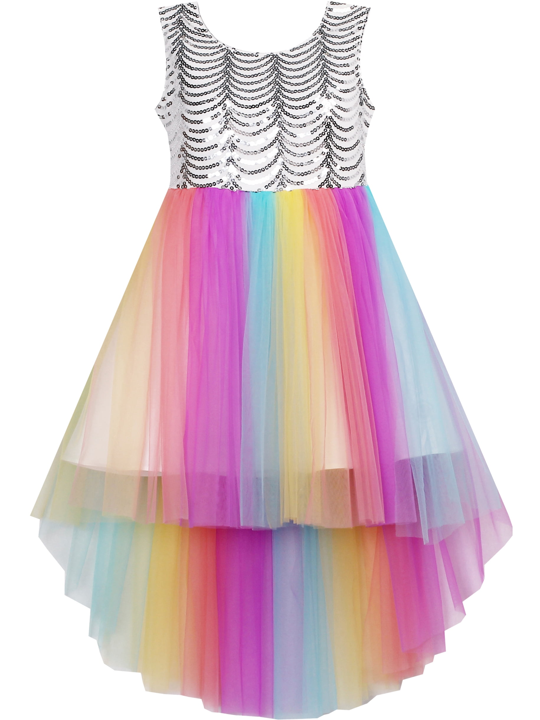Girls Dress Sequin Mesh Party Wedding Princess Tulle 6 Years