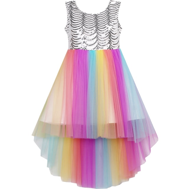 Girls Dress Sequin Mesh Party Wedding Princess Tulle 10 Years