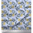 thumbnail image 1 of Soimoi Blue Modal Satin Fabric Leaves & Clover Flower Hand Drawn Print Sewing Fabric Yard 42 Inch Wide, 1 of 1