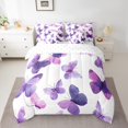 thumbnail image 2 of YST,Butterfly Collection, Ensemble de Douillette 7 Pcs avec Draps, Thème Butterfly Violet Pourpre, 7 Pcs, Double, 2 of 5