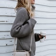 thumbnail image 4 of IROINID Women's Turtleneck Pullover Sweater Solid Color Loose Mid-Length Long Sleeve Thick Line Sweater, 4 of 7