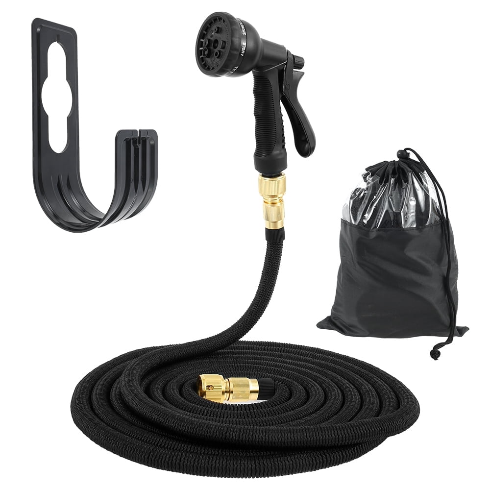 Expandable Garden Hose 50 Feet Flexible Water Hose with 9 Function Spray Nozzle Brass Fitting and Hook for Garden Watering Irrigation