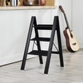 thumbnail image 4 of 3 Step Ladder, Lightweight Folding Step Stool Aluminum Stepladder 330lbs Capacity, Black, 4 of 7