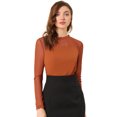 thumbnail image 1 of INSPIRE CHIC Blouses Décontractées pour Femmes à Col Rond en Dentelle Florale à Manches Longues en Chiffon Hauts S Brun Rouge, 1 of 1