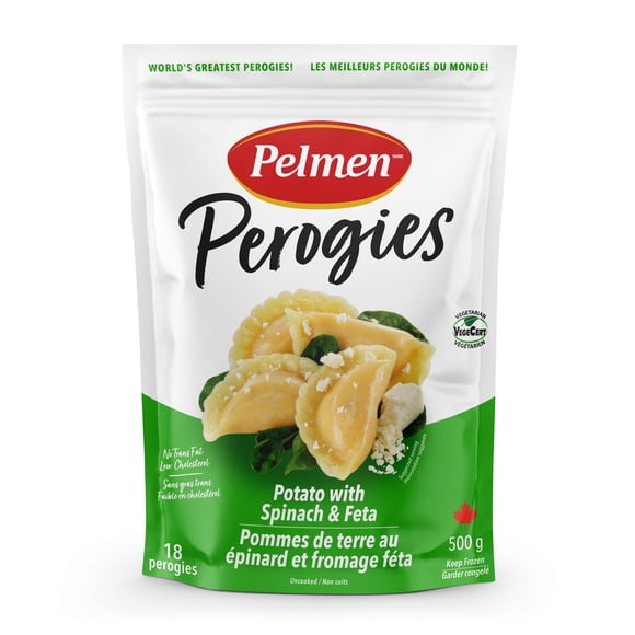 Pelmen Potato with Spinach & Feta Perogies, 500g Bag, WORLD'S GREATEST PEROGIES!