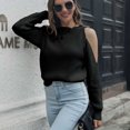 thumbnail image 1 of Qertyioot Chandail pour le Printemps 2024 Mode Femmes Décontracté Uni Col Rond Manche Ample Blouse Hauts, 1 of 6