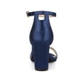 thumbnail image 2 of BLISSFUL STEP Women's Shoes Satin Chunky High Heel Ankle Strap Open Toe Sandals  Navy Blue 9, 2 of 6