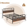 thumbnail image 3 of Costway Queen Size Metal Platform Bed Frame Industrial Headboard Mattress Foundation, 3 of 10