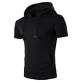 thumbnail image 1 of T-Shirt à Capuche à Cordon de Serrage Mode Décontractée pour Hommes Manches Courtes (Noir, TG), 1 of 3