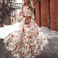 thumbnail image 2 of Robe Maxi Bohème pour Femmes Décontractée à Manches Mi-Longues Robes Boho à Imprimé Floral Robes Maxi de Vacances, 2 of 8
