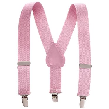 Bretelles Élastiques Ajustables Unies pour Enfants et Bébés (Offert en 3 Tailles et 27 Couleurs) - Rose Pâle