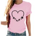 thumbnail image 1 of Dealovy T-Shirts de la Saint-Valentin pour Femmes Col Rond Été Hauts Unis Décontractés Manches Longues T-Shirts Graphiques Cœur, 1 of 7