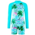 thumbnail image 2 of Girls Rash Guard Swimsuit Floral Printing Sun Protection Long Sleeve Kids Bathing Suits Girls 5-6Years Girl Fashion, 2 of 9