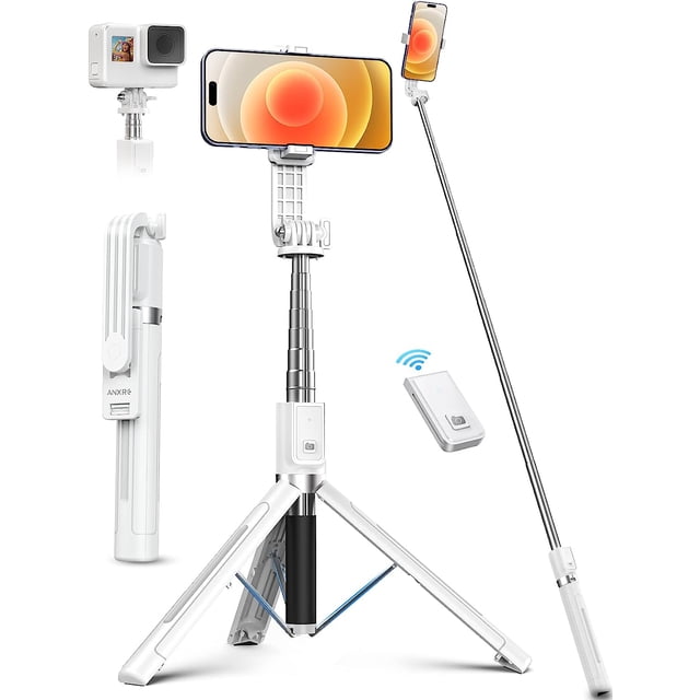 LAICAIW Trépied Perche à Selfie avec Télécommande, Trépied de 50 Pouces Extensible et portable avec Pattes en Caoutchouc Antidérapantes et Supports en Acier Inoxydable pour la Stabilité. Comprend une Télécommande Sans Fil Détachable avec une Portée de 10 m, compatible avec les Téléphones Intelligents de 4 à 7 Pouces, GoPro et Appareils DJI. Conception Légère Adaptée aux Voyages, à la Photographie de sports d'Équipe et à l'Enregistrement Vidéo.