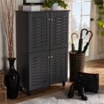 thumbnail image 3 of Baxton Studio Winda 4-Door Wood Entryway Shoe Cabinet in Dark Gray, 3 of 10