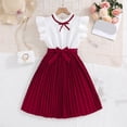 thumbnail image 2 of Milgrthf Girl's Summer Dresses Ruffle Cap Sleeve Pleated Dress High Waisted A Line Bow Ruffle Dress with Belt for 7-12 Years Red 10 Years, 2 of 4