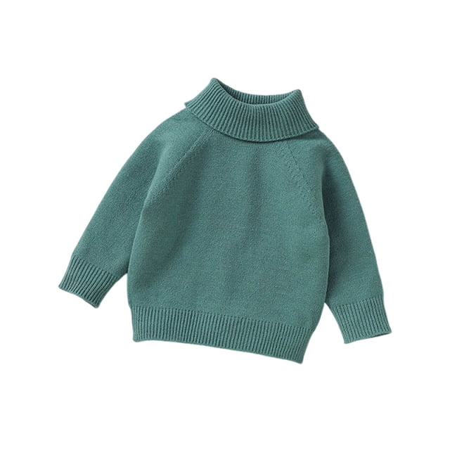 2025 Chandail à Col Roulé Uni pour Tout-Petits Garçons Filles Col Montant Manches Longues Chaud Tricoté Chandail de Base Vert