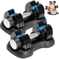 thumbnail image 1 of LifePro Ensemble d'Haltères Réglables 5-en-1 – 25 lb Chacun, Haltères à Réglage Rapide avec Support pour Gym à Domicile et Entraînement de Force - Noir, 1 of 9