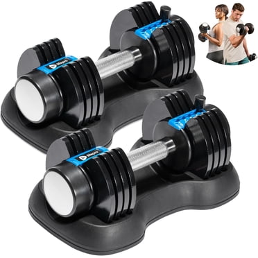 LifePro Ensemble d'Haltères Réglables 5-en-1 – 25 lb Chacun, Haltères à Réglage Rapide avec Support pour Gym à Domicile et Entraînement de Force - Noir