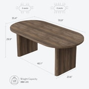 Rustic Farmhouse Oval Dining Table for 6-8 – 70.8 Inch – Sturdy Wooden Base – Water Resistant Surface – Large Family Kitchen Table – Easy Assembly – Color: Brown-1800