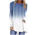 thumbnail image 2 of Styesk Chandails à Manches Longues pour Femmes Grande Taille Tendance Chemise Rayée Ample Col Rond Chandail Tunique Hauts Décontractés Dégradé Doux Léger Chandail, 2 of 5