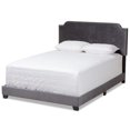 thumbnail image 1 of Baxton Studio Candace Lit Rembourré en Velours avec Clous Décoratifs King, Gris, 1 of 8