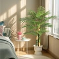 thumbnail image 3 of 5FT Artificial Golden Cane Palm Tree, Pre Potted Tropical Palm for Home Office, 2 Pack, 3 of 6