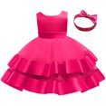 thumbnail image 4 of Huvoen Robe pour Tout-Petite Fille Robe d'Été pour Filles Nouvelle Sans Manches à Volants en Dentelle Col Rond Broderie en Maille Jupe Princesse avec Nœud Roses 2 Ans, 4 of 6