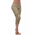 thumbnail image 3 of Capri Pants for Women Plus Size Side Pockets Cargo Pants Elastic Drawstring Casual Cropped Pants, 3 of 5