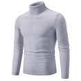 thumbnail image 1 of Chandails à Enfiler Hommes Hommes Col Roulé Tricoté Manches Longues Col Roulé Thermique Décontracté Col Haut Chandails Chandail Côtelé Chandail Chemises pour Hommes P-77 Gris TTG, 1 of 3