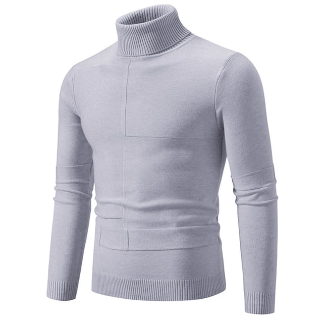 Chandails à Enfiler Hommes Hommes Col Roulé Tricoté Manches Longues Col Roulé Thermique Décontracté Col Haut Chandails Chandail Côtelé Chandail Chemises pour Hommes P-77 Gris TTG