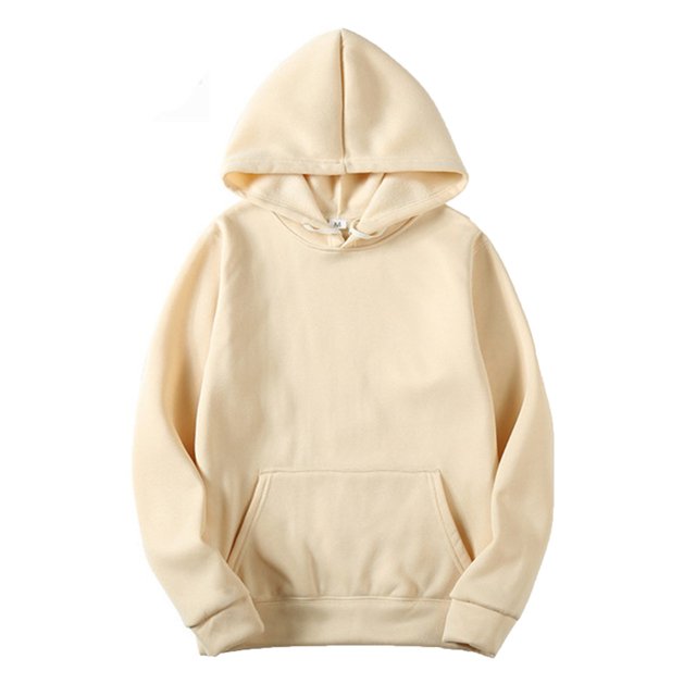Yeahdor Men's Basic Long Sleeve Drawstring Hoodie Sweatshirt Casual Solid Color Pullover Tops Khaki L