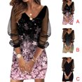 thumbnail image 4 of Baohd Robe Courte Imprimée pour Femmes Manches Longues Banquets Banquet Été Plage Vacances Accessoires de Fête Élégants Or 5TG, 4 of 5