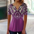 thumbnail image 2 of CEHVOM Mode Femme Décontractée Imprimé Col Rond Ample Manches Courtes T-shirt Haut Blouse Chandail Liquidation, 2 of 5