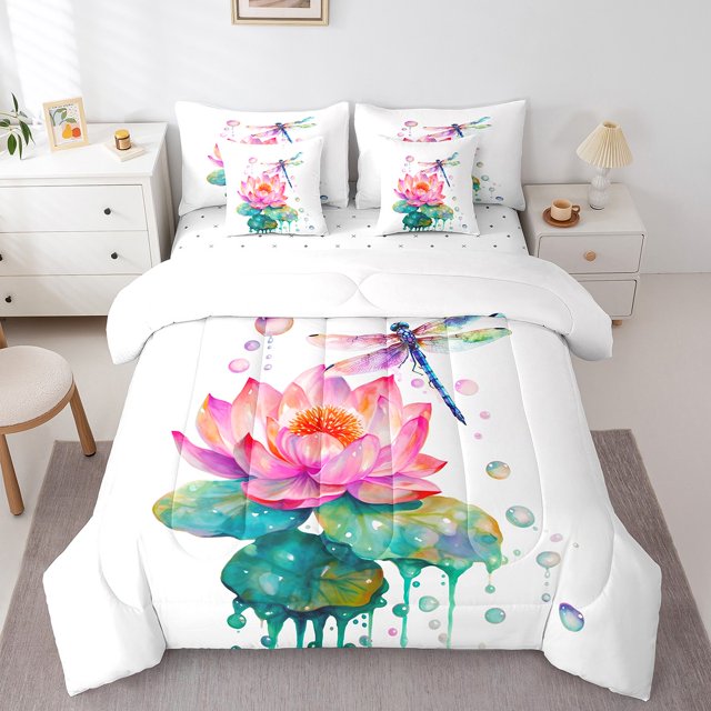 YST Ensemble de Literie Kawaii Animal et Botanique 7 Pcs, Ensemble de Couette Format Double, Style Dessin Animé Mignon