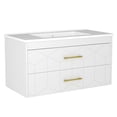 thumbnail image 1 of Modern Floating Bathroom Vanity Set – 36 Inch Wall Mounted Cabinet with 2 Large Soft-Close Drawers, Gold Handles, Ceramic basin, Easy Assembly – White, 36 inches, 1 of 6