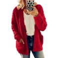 thumbnail image 1 of MAWCLOS Manteau Femme Hiver Chaud Veste Cardigan Extérieur Ample Fête Manches Longues Rouge TG, 1 of 8