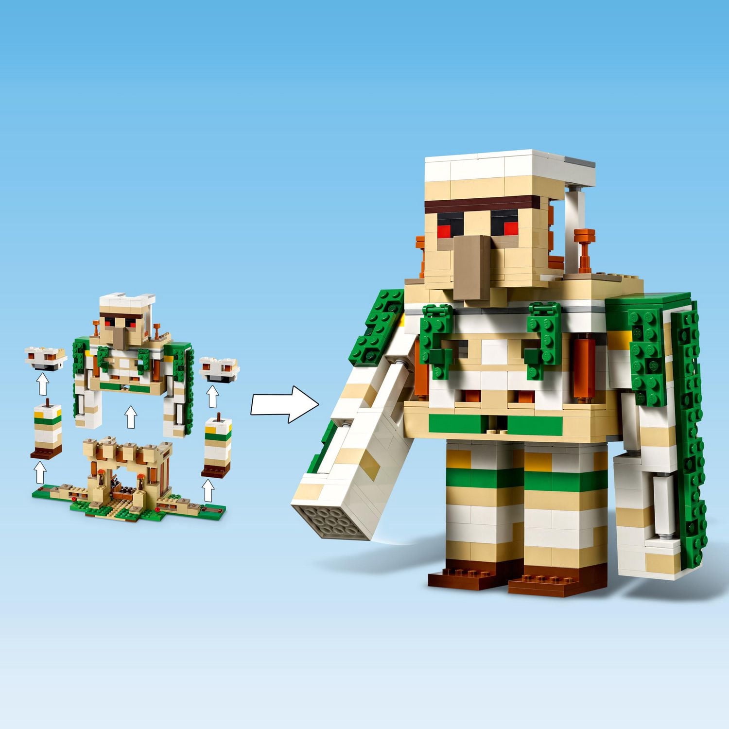 LEGO Minecraft The Iron Golem Fortress 21250 Building Toy Set, Playset Featuring a Crystal Knight and Golden Knight, A Fortress and a Giant Golem, Build and Display Minecraft Toy for 9 Year Old Kids