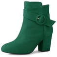 thumbnail image 1 of Unique Bargains Bottines à Talon Épais à Bout Rond à Fermeture Éclair pour Femmes, 1 of 4