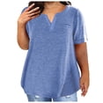 thumbnail image 1 of asjyhkr Plus Size Womens Summer Tops Short Sleeve T Shirts Loose Stretch Soft Comfy Tees Solid Basic Blouses, 1 of 4