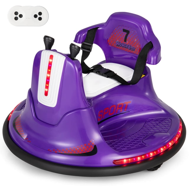 Honeyjoy Auto Tamponneuse 12V pour Enfants et Tout-Petits, Voiture Électrique à Chevaucher avec Rotation à 360°, Violet