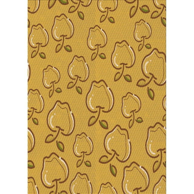 Ahgly Tapis Rectangulaire Lavable en Machine Intérieur Transitionnel Jaune Profond, 6 Pieds x 9 Pieds