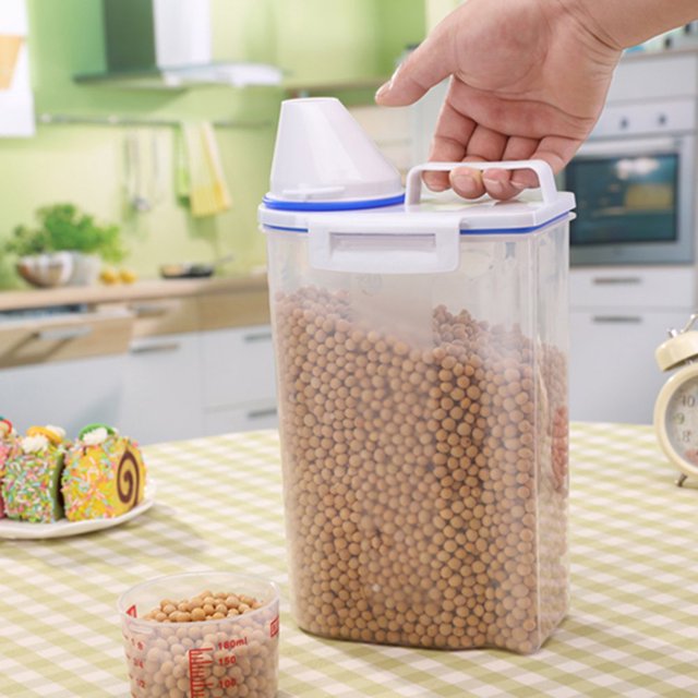 YOPTOP Conteneur de Stockage de Riz Distributeur de Céréales en Plastique Hermétique avec Bec Verseur Transparent