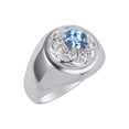 thumbnail image 3 of RYLOS Men's Rings Sterling Silver Designer Gypsy 7MM Round Gemstone & Diamond Ring Blue Topaz December Birthstone Size 10, 3 of 7