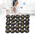 thumbnail image 1 of 25Pcs Meditation Stone Set, Glossy Appearance Widespread Use Positive Energy Spiritual Black Engraved Rune Stones Kit for Divination Meditation, 1 of 7