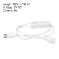 thumbnail image 2 of Unique Bargains USB Extension Cable with ON/Off Switch Extension Power Cords Adapter with LED Indicator White, 2 of 5